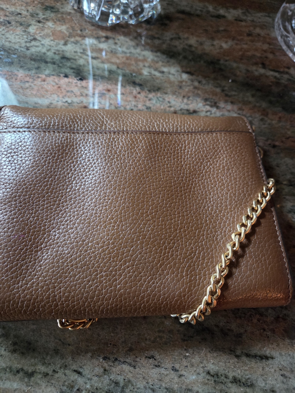 Tory Burch Brown Leather Crossbody Bag with Gold Chain - Picture 5 of 6